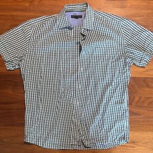 Banana Republic Green and White Checkered Shirt
